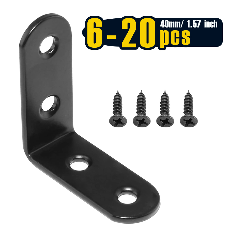 Woodworking Joint - 6-20개 블랙 코너 브레이스 L 브래킷,