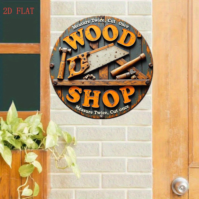 빈티지 2D 8인치 원형 금속 사인, 농가풍 목공 테마 - Woodworking Art 리뷰 및 가격