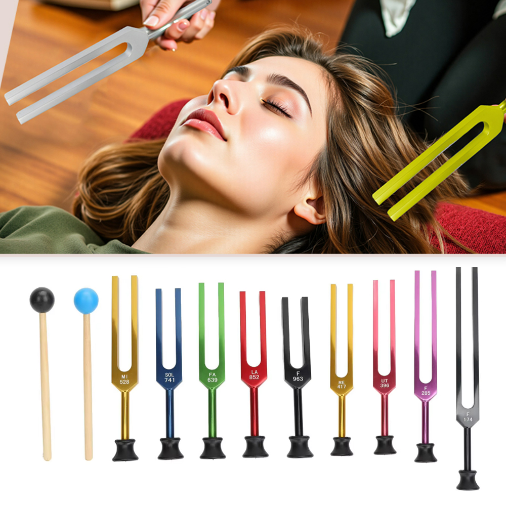9PCS 무중력 튜닝 포크 세트 멀티 컬러 차크라 솔페 - Woodworking Therapy 리뷰 및 가격