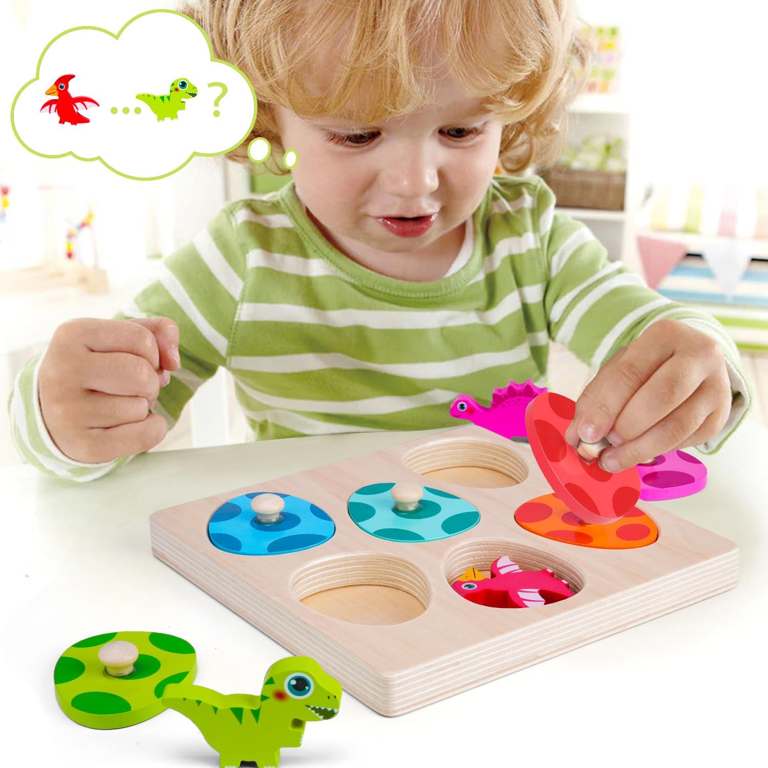 나무 공룡 지그 소 퍼즐 장난감 몬테소리 페그 퍼즐 게 - Woodworking Jigsaw 리뷰 및 가격